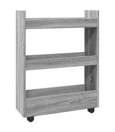 vidaXL Narrow Storage Trolley 3 Tier Grey Sonoma Engineered Wood — V0672055257