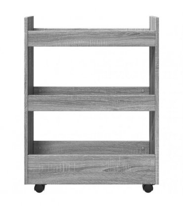 vidaXL Narrow Storage Trolley 3 Tier Grey Sonoma Engineered Wood — V0672055257