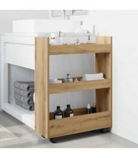 vidaXL Narrow Storage Trolley 3 Tier Artisian Oak Engineered Wood — V0672055258