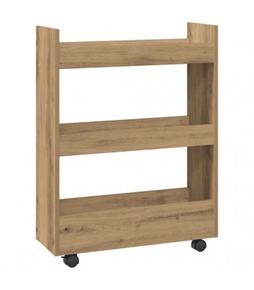 vidaXL Narrow Storage Trolley 3 Tier Artisian Oak Engineered Wood — V0672055258