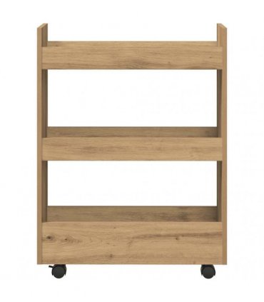 vidaXL Narrow Storage Trolley 3 Tier Artisian Oak Engineered Wood — V0672055258