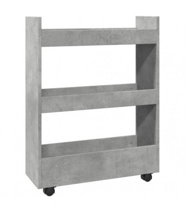 vidaXL Narrow Storage Trolley 3 Tier Concrete Grey Engineered Wood — V0672055259