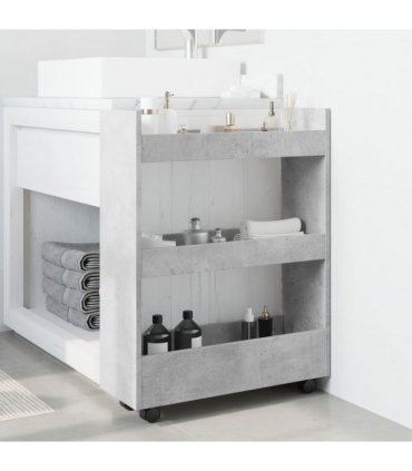 vidaXL Narrow Storage Trolley 3 Tier Concrete Grey Engineered Wood — V0672055259
