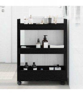 vidaXL Narrow Storage Trolley Black Oak 60 x 22 x 80 cm