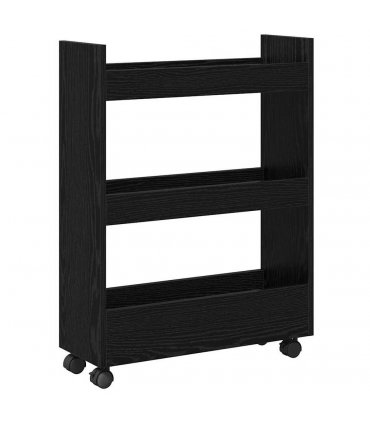 vidaXL Narrow Storage Trolley Black Oak 60 x 22 x 80 cm