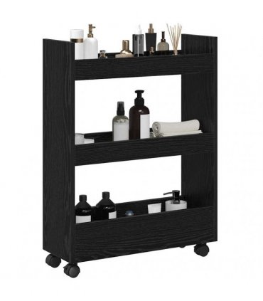 vidaXL Narrow Storage Trolley Black Oak 60 x 22 x 80 cm
