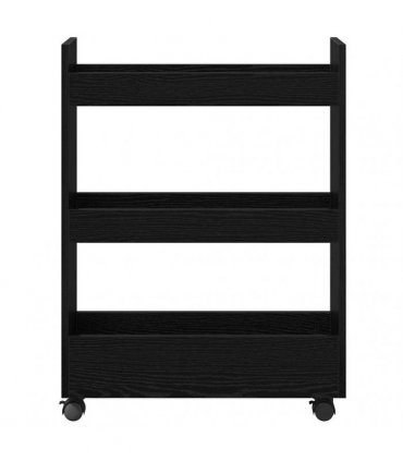 vidaXL Narrow Storage Trolley Black Oak 60 x 22 x 80 cm