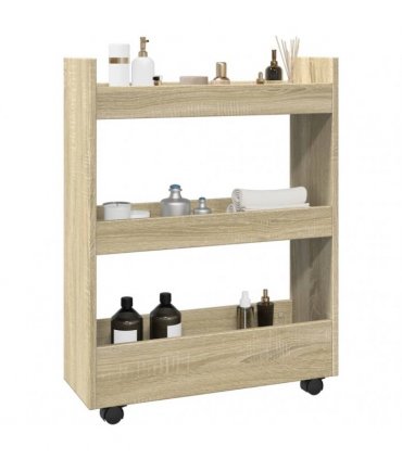 vidaXL Narrow Storage Trolley 3 Tier Sonoma Oak Engineered Wood — V0672055261