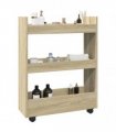 vidaXL Narrow Storage Trolley 3 Tier Sonoma Oak Engineered Wood — V0672055261