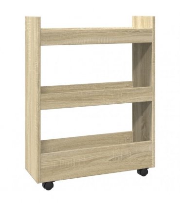 vidaXL Narrow Storage Trolley 3 Tier Sonoma Oak Engineered Wood — V0672055261