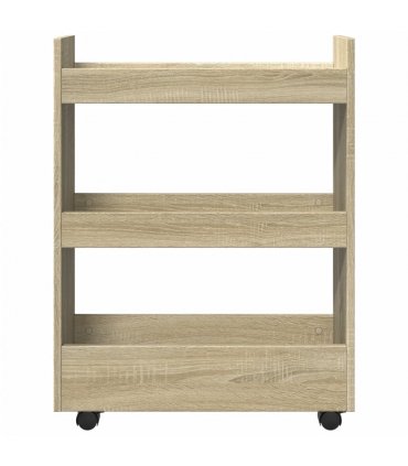 vidaXL Narrow Storage Trolley 3 Tier Sonoma Oak Engineered Wood — V0672055261