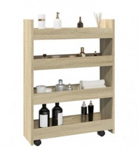 vidaXL Narrow Storage Trolley 4 Tier Sonoma Oak Engineered Wood