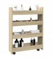 vidaXL Narrow Storage Trolley 4 Tier Sonoma Oak Engineered Wood