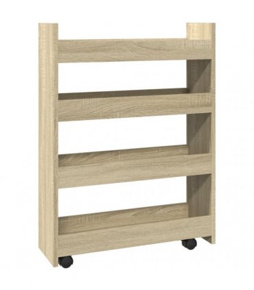 vidaXL Narrow Storage Trolley 4 Tier Sonoma Oak Engineered Wood