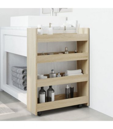 vidaXL Narrow Storage Trolley 4 Tier Sonoma Oak Engineered Wood