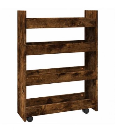 vidaXL Narrow Storage Trolley 4 Tier Smoked Oak Engineered Wood