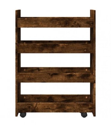 vidaXL Narrow Storage Trolley 4 Tier Smoked Oak Engineered Wood