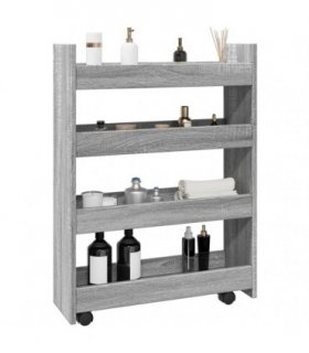 vidaXL Narrow Storage Trolley 4 Tier Grey Sonoma Engineered Wood