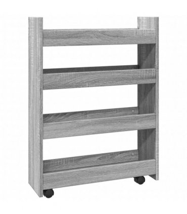 vidaXL Narrow Storage Trolley 4 Tier Grey Sonoma Engineered Wood