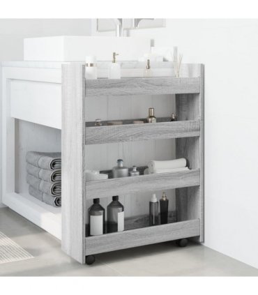 vidaXL Narrow Storage Trolley 4 Tier Grey Sonoma Engineered Wood