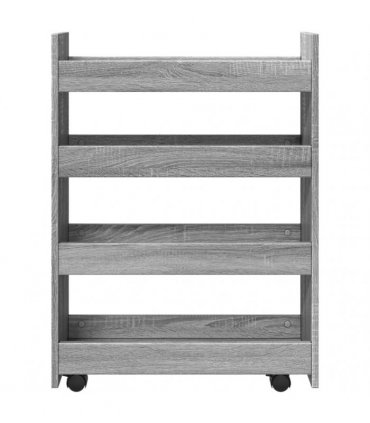 vidaXL Narrow Storage Trolley 4 Tier Grey Sonoma Engineered Wood