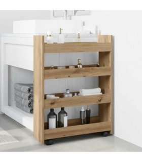 vidaXL Narrow Storage Trolley 4 Tier Artisian Oak Engineered Wood