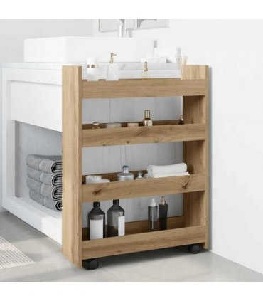 vidaXL Narrow Storage Trolley 4 Tier Artisian Oak Engineered Wood