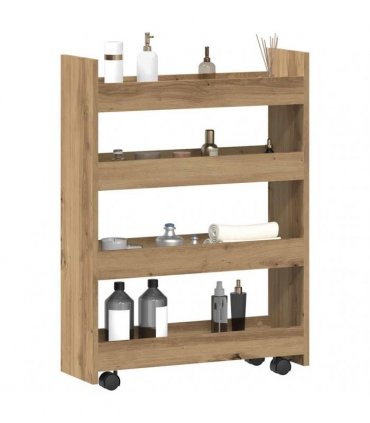 vidaXL Narrow Storage Trolley 4 Tier Artisian Oak Engineered Wood