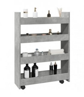 vidaXL Narrow Storage Trolley 4 Tier Concrete Grey Engineered Wood