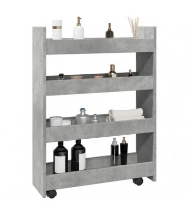 vidaXL Narrow Storage Trolley 4 Tier Concrete Grey Engineered Wood