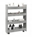 vidaXL Narrow Storage Trolley 4 Tier Concrete Grey Engineered Wood