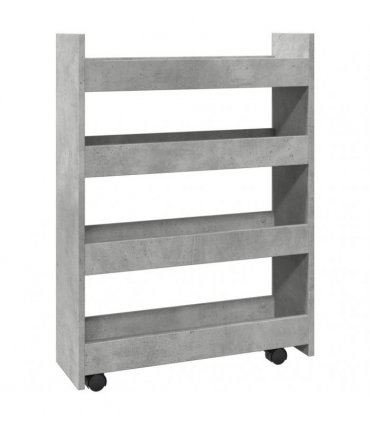 vidaXL Narrow Storage Trolley 4 Tier Concrete Grey Engineered Wood