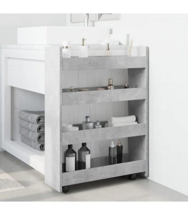 vidaXL Narrow Storage Trolley 4 Tier Concrete Grey Engineered Wood