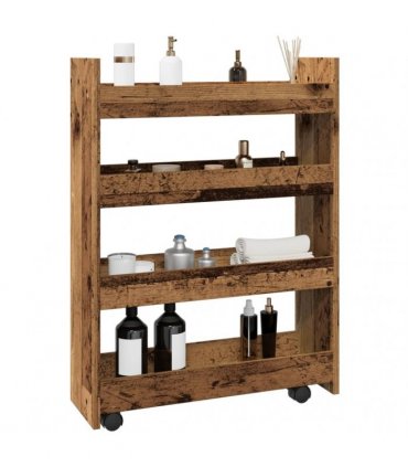 vidaXL Narrow Storage Trolley 4 Tier Old Wood Engineered Wood