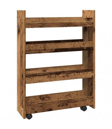 vidaXL Narrow Storage Trolley 4 Tier Old Wood Engineered Wood