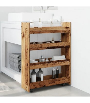 vidaXL Narrow Storage Trolley 4 Tier Old Wood Engineered Wood