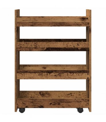 vidaXL Narrow Storage Trolley 4 Tier Old Wood Engineered Wood