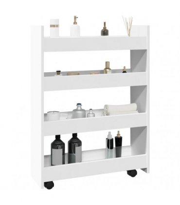 vidaXL Narrow Storage Trolley 4 Tier White Engineered Wood