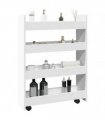 vidaXL Narrow Storage Trolley 4 Tier White Engineered Wood