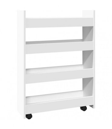 vidaXL Narrow Storage Trolley 4 Tier White Engineered Wood