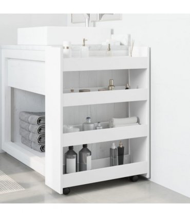 vidaXL Narrow Storage Trolley 4 Tier White Engineered Wood