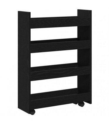 vidaXL Narrow Storage Trolley Black Oak 60 x 20 x 82 cm