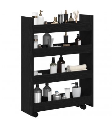 vidaXL Narrow Storage Trolley Black Oak 60 x 20 x 82 cm