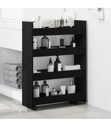 vidaXL Narrow Storage Trolley Black Oak 60 x 20 x 82 cm
