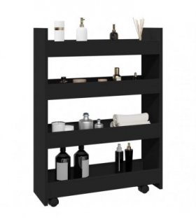 vidaXL Narrow Storage Trolley 4 Tier Black Engineered Wood