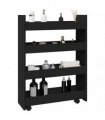vidaXL Narrow Storage Trolley 4 Tier Black Engineered Wood