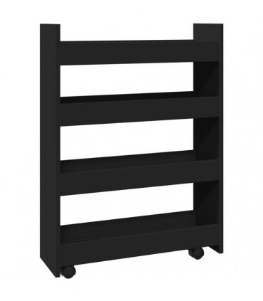 vidaXL Narrow Storage Trolley 4 Tier Black Engineered Wood