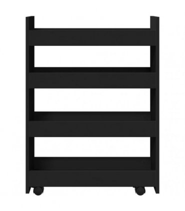 vidaXL Narrow Storage Trolley 4 Tier Black Engineered Wood