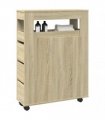 vidaXL Narrow Bathroom Cabinet with Wheels Sonoma Oak Engineered Wood — V0672055272