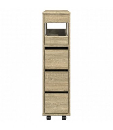 vidaXL Narrow Bathroom Cabinet with Wheels Sonoma Oak Engineered Wood — V0672055272